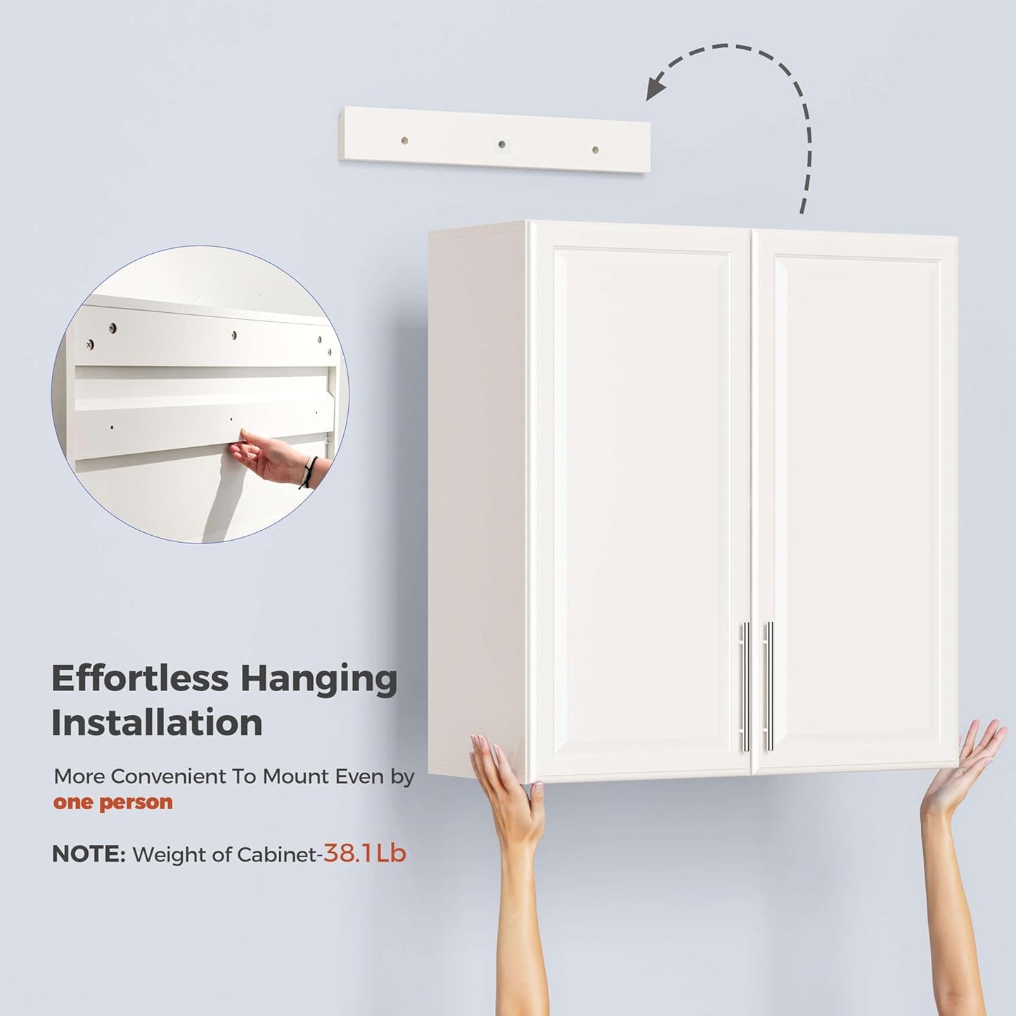 Laundry Room Wall Cabinet with Adjustable Shelf,Wall Mounted Kitchen Cabinets with Two Shaker Doors,Upper Storage for Laundry Room, Bathroom, Kitchen 30”W X 12" D X32 H