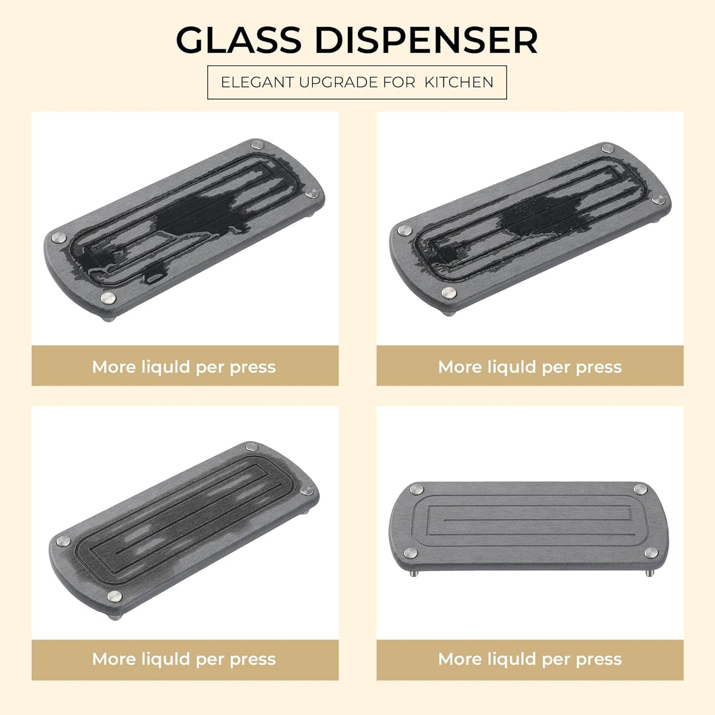 [Luxury] Kitchen Soap Dispenser Set - 16OZ Black Glass Bottle, Stainless Steel Pump, Instant Dry Tray, Waterproof Labels, Non-Slip Silicone Pad, and Dish Brush | Upgrade for Your Kitchen and Bathroom