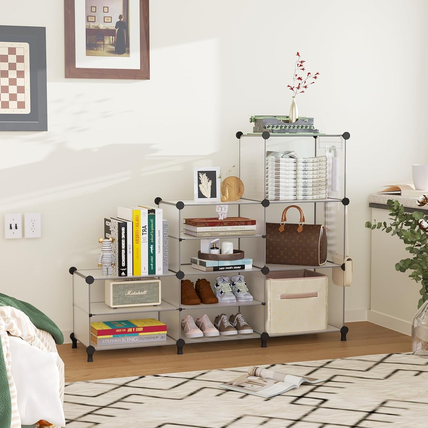 AWTATOS Closet Organizer 6 Cube Storage Shelves Portable Closet Clothes Organizers and Storage Stackable Cubby Shelving for Closet Bedroom Living Room Translucent