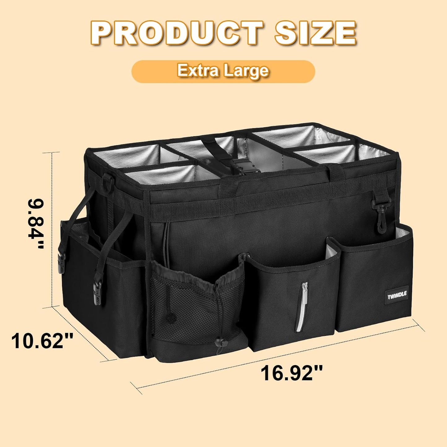 Large Cleaning Caddy For Cleaning Supplies,Cleaning Bag With Waist Belt & Shoulder Straps, Detachable Divider,Cleaning Supply Caddy For Housekeepers & Cleaners