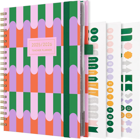 And Per Se Teacher Planner 2025-2026 Academic Year -Teacher Lesson Planner from July 2025 to June 2026, 8.5" x 11", Weekly & Monthly Planning for Teachers with Monthly Tabs, Stickers (Color Block)