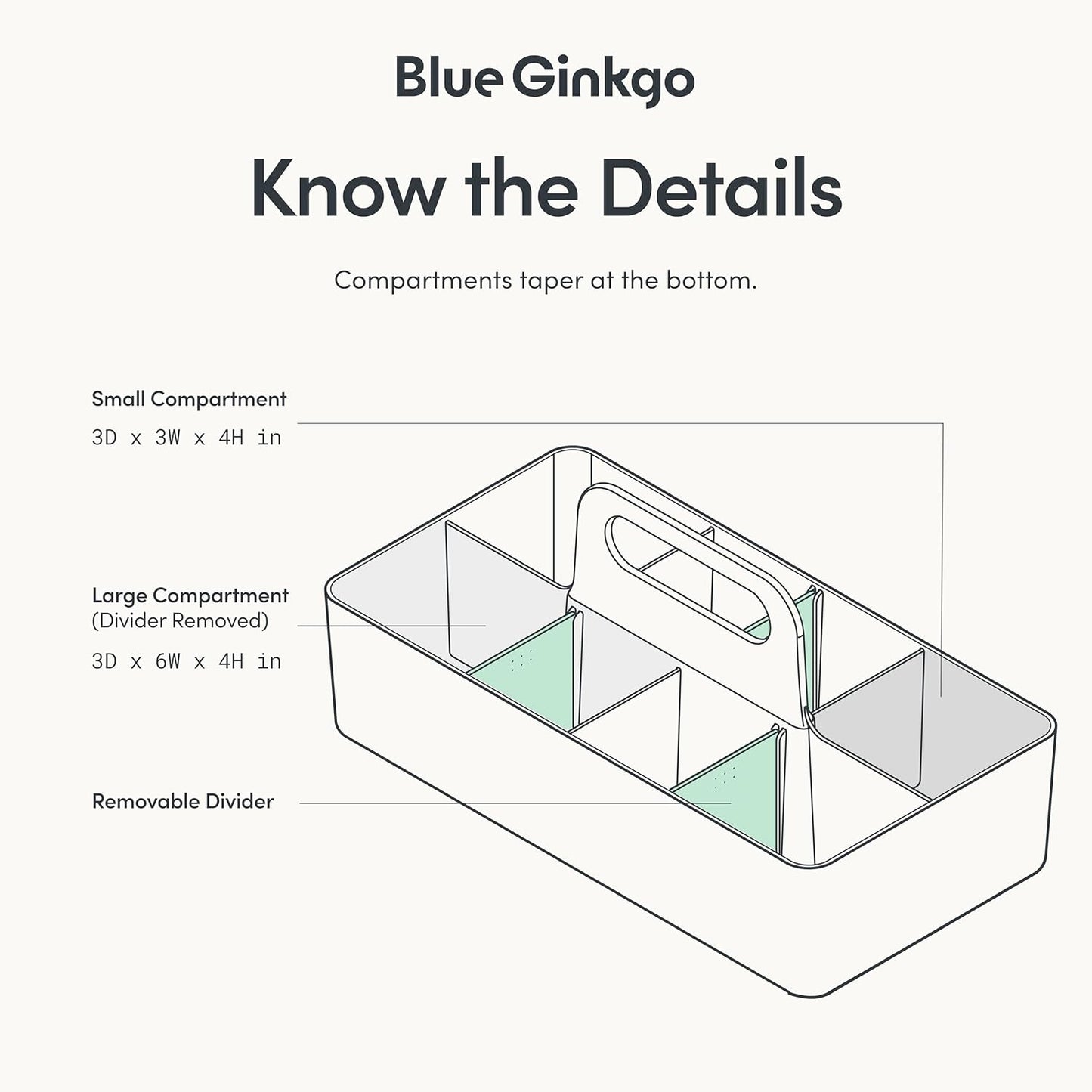 BLUE GINKGO Stackable Organizer Caddy – Korean-Made Portable Tote for Bathroom, Office, Crafts, or School Supplies (Long Rectangle, Blue)