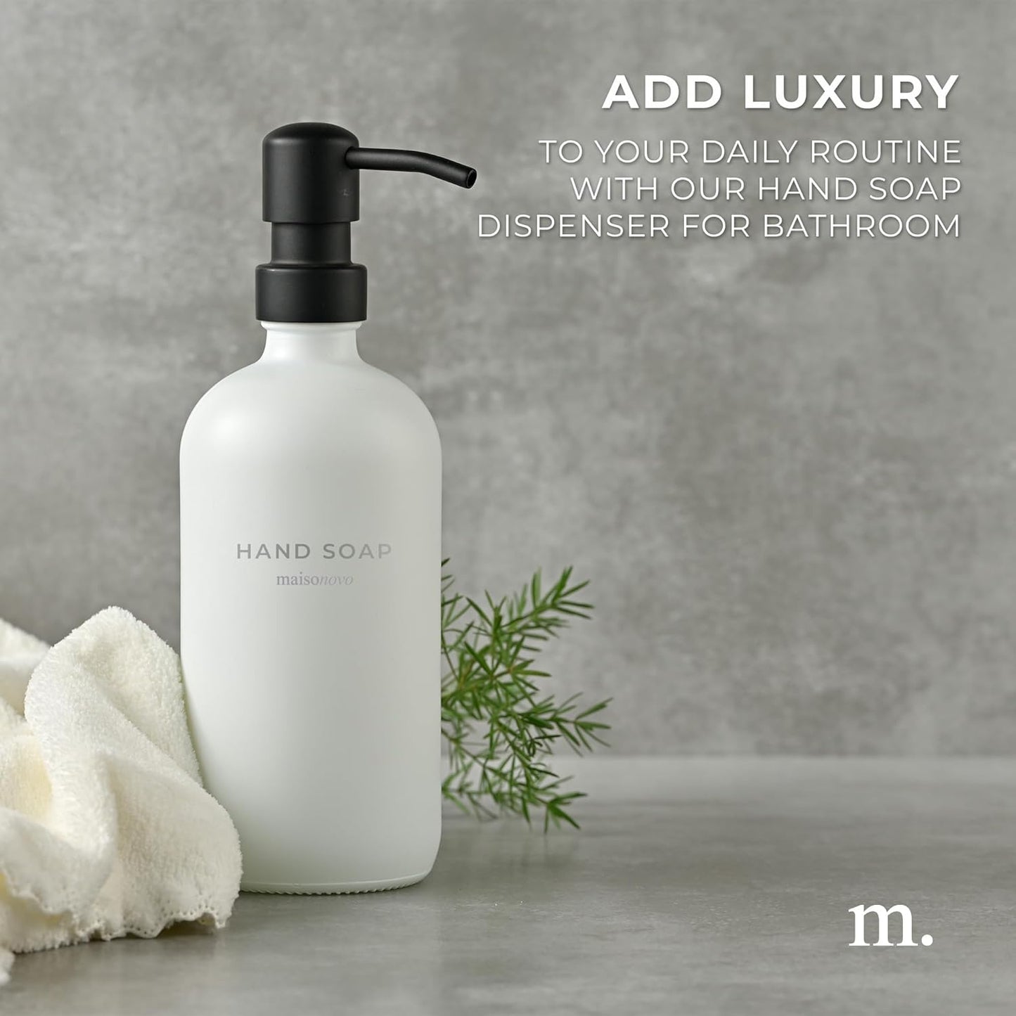 MaisoNovo Soap Dispenser 1-Piece Set | 16.9oz White Bottles with Black Stainless Steel Pump