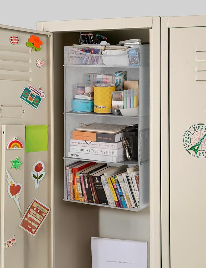 StorageWorks Hanging Closet Organizer, 3-Shelf Hanging Closet Shelves with Top Shelf, 15 ¾"W x 12" D x 31" H, Extra-Large Space, Light Grey