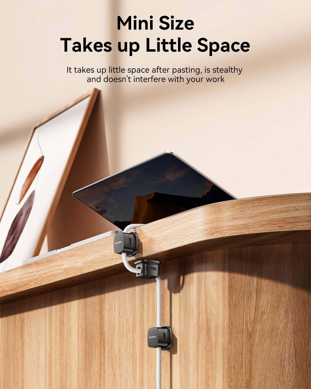 12 Pack Cable Management Cord Organizer,Magnetic Cable Clips-1s Lock,Rocoren Desk Adhesive Cord Cable Clip Wire Holder Keeper for Phone Charger Wire,Nightstand,Car,Office,Desktop Accessory,Black