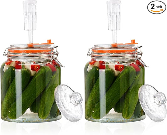 0.6 Gallon Fermentation Jars with Weights & Airlocks, Fermenting Kit for Sauerkraut, Kimchi, Kombucha and Pickles, 2 Pack