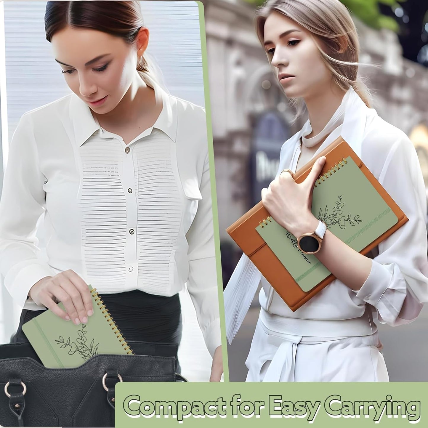 Undated Weekly Planner, A5 Weekly To Do List Notebook with Habit Tracker Spiral Binding Weekly Planner Notebook with Stickers Home Work School Supplies, Sage Green