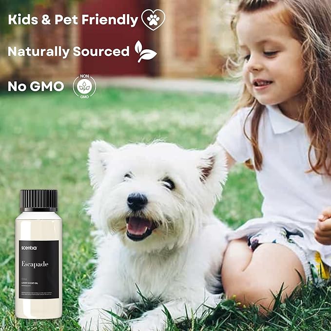 Scentia Hotel Diffuser Oil Inspired by 5-Star Hotel Scent - 120 mL 4.06 fl oz - Essential Oil Botanical Jasmine, Bergamot & Fresh Marine Notes for Aromatherapy Diffusers - Escapade, Thanksgiving Gift