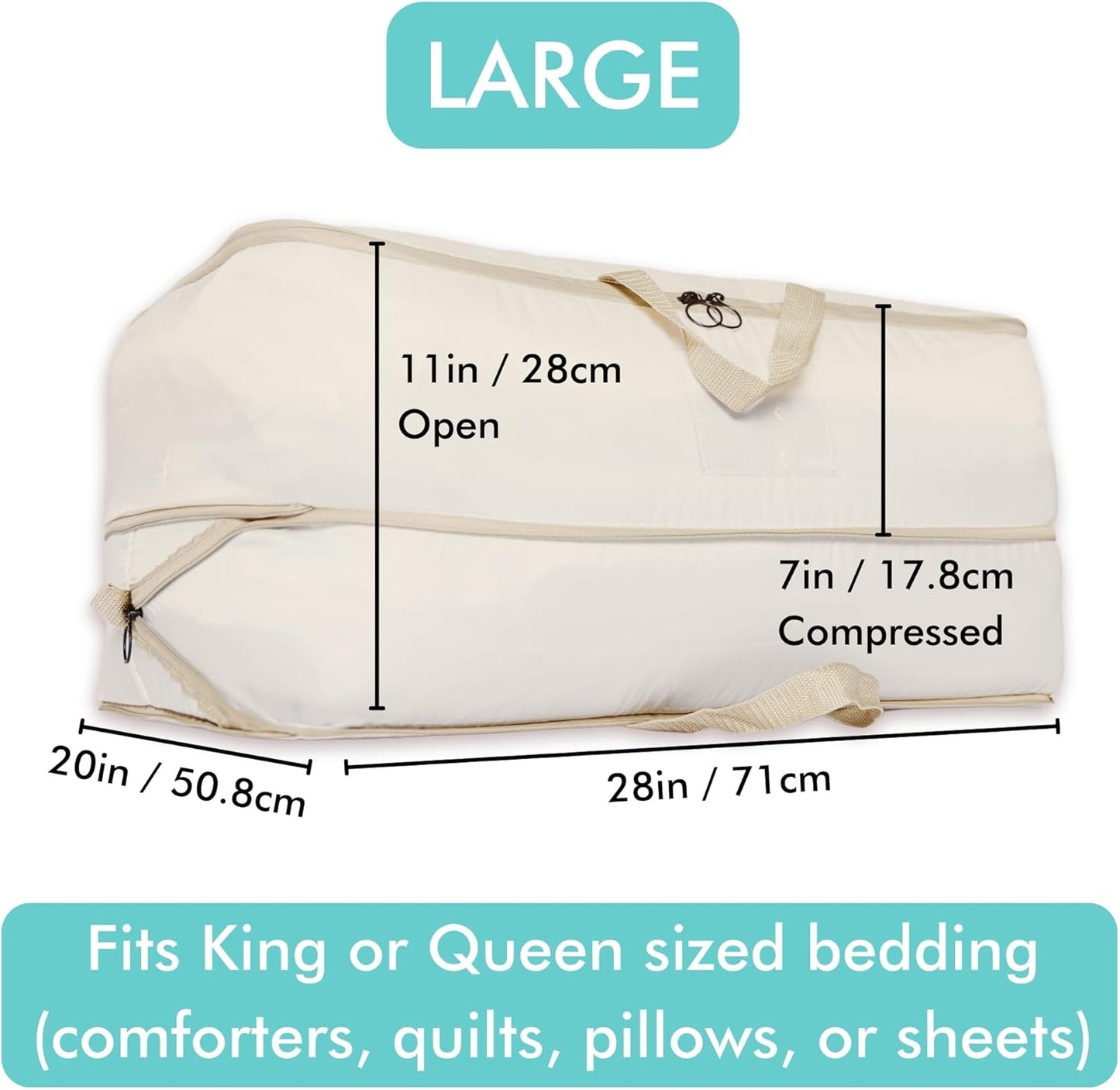 2-pack XXL Comforter Storage Bag - Space Saving Compression Bag for Pillows, Blankets, Bedding -Collapsible Extra Large Mesh Packing Cube - Queen King (2-pack Large Size 28x20x11")