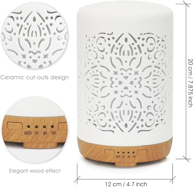 Earnest Living Smart WiFi Essential Oil Diffuser White Ceramic Diffuser 250 ml with Alexa App Phone Control LED and Auto Off Office Humidifier Aromatherapy Diffusers for Essential Oils