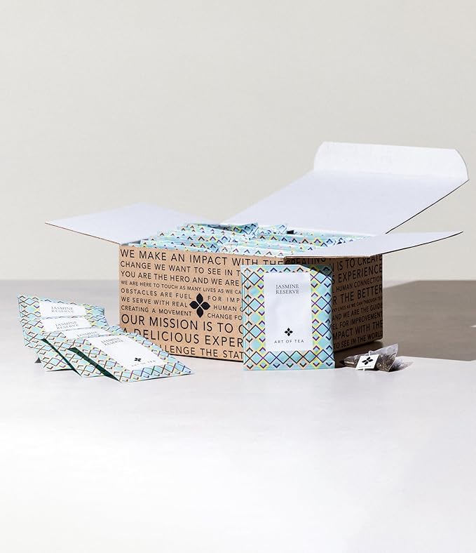 Art of Tea | Organic Jasmine Reserve (Jasmine Tea) | 50 Eco Friendly Pyramid Tea Bag Sachets