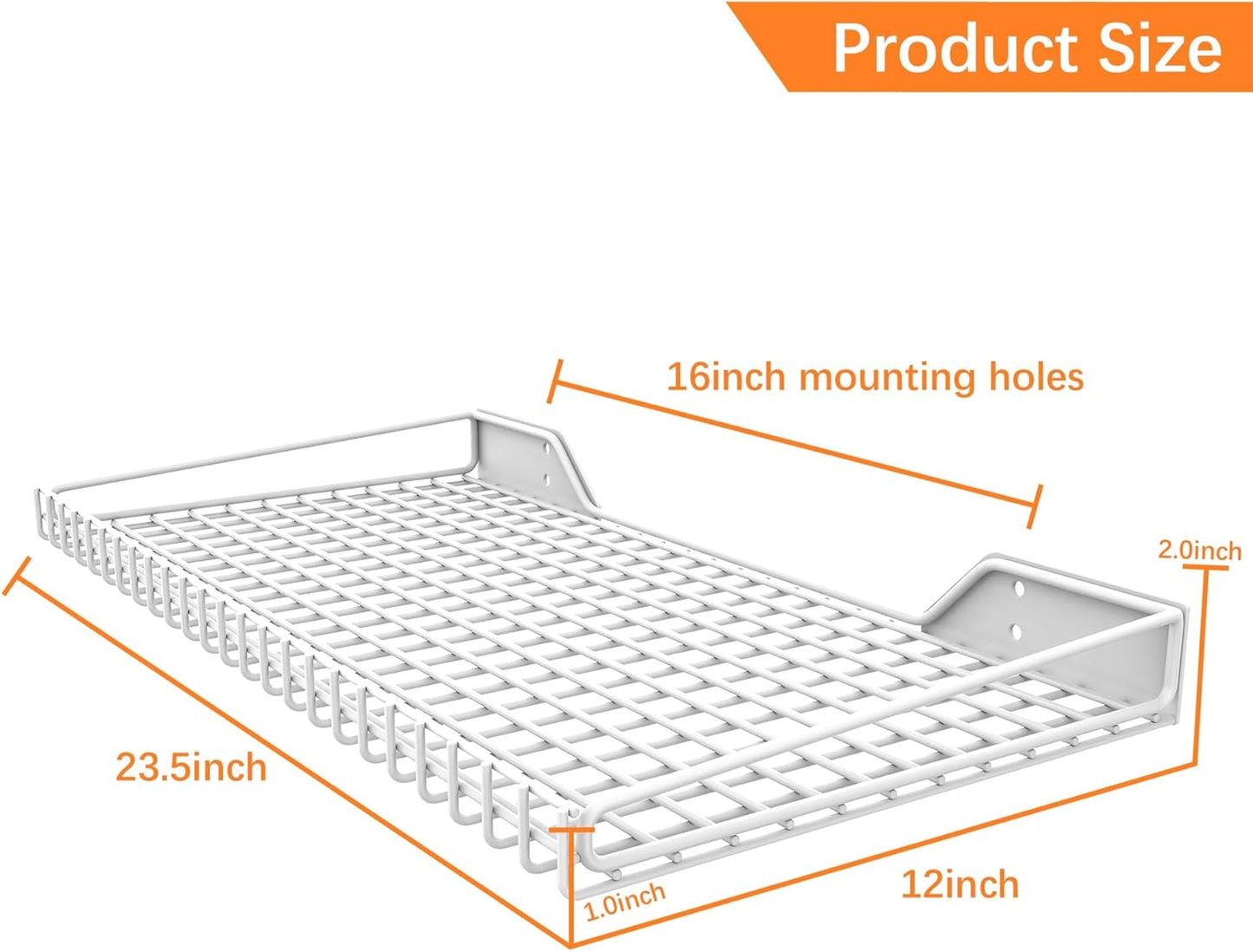 WALMANN 2 Pack Garage Wall Shelf, 23.5" x 12" Wall-Mounted Storage Shelves for Garage, Closet, Laundry Room, Heavy Duty Floating Shelving, Holds Up to 65 lbs(White)