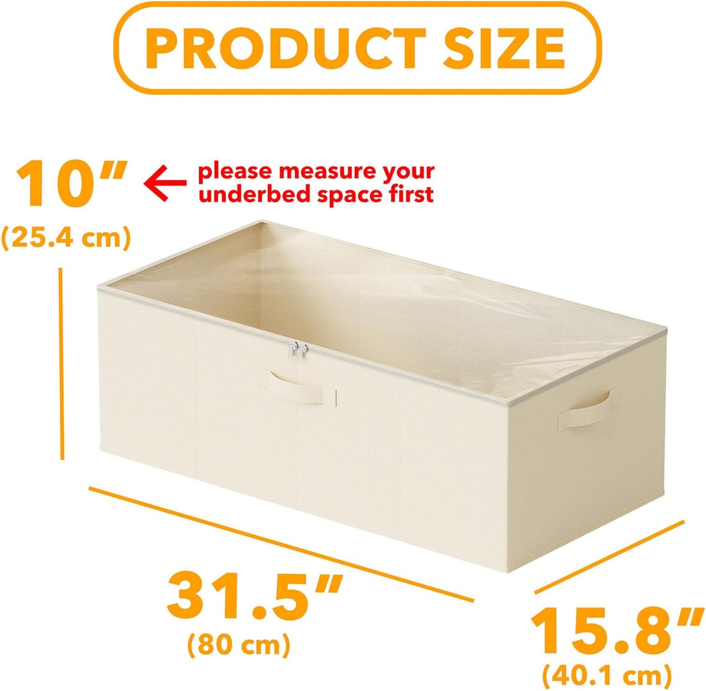 SpaceAid 2 Pack 10" High Under Bed Storage Containers, Large Underbed Storage Organizer Bins with Lids for Bedroom, Dorm, Clothes, Closet Organization, Bed Sheets and Blankets (Beige)