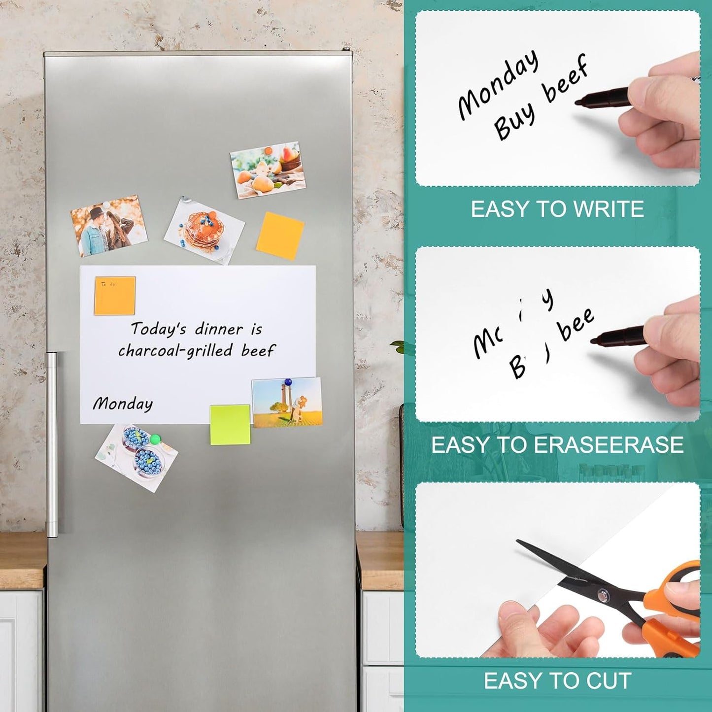 PATIKIL Magnetic Dry Erase Board Sheet for Fridge, 6 Pcs 12 x 8 Inch Erasable Refrigerator Whiteboard for Kitchen for Home Kitchen Organizer Planner Office Storage, White (0.6mm)