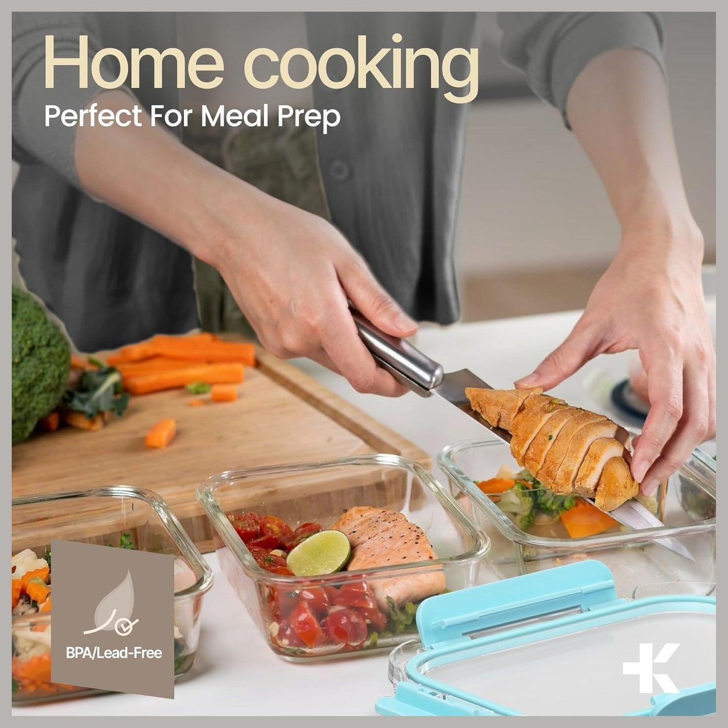 Bakken Borosilicate Glass Food Storage Containers with Lids 24 Pieces, BPA-Free Stackable Lunch & Leftover Containers, Microwave, Freezer & Dishwasher Safe, 100% Airtight Leak-Proof, Aqua