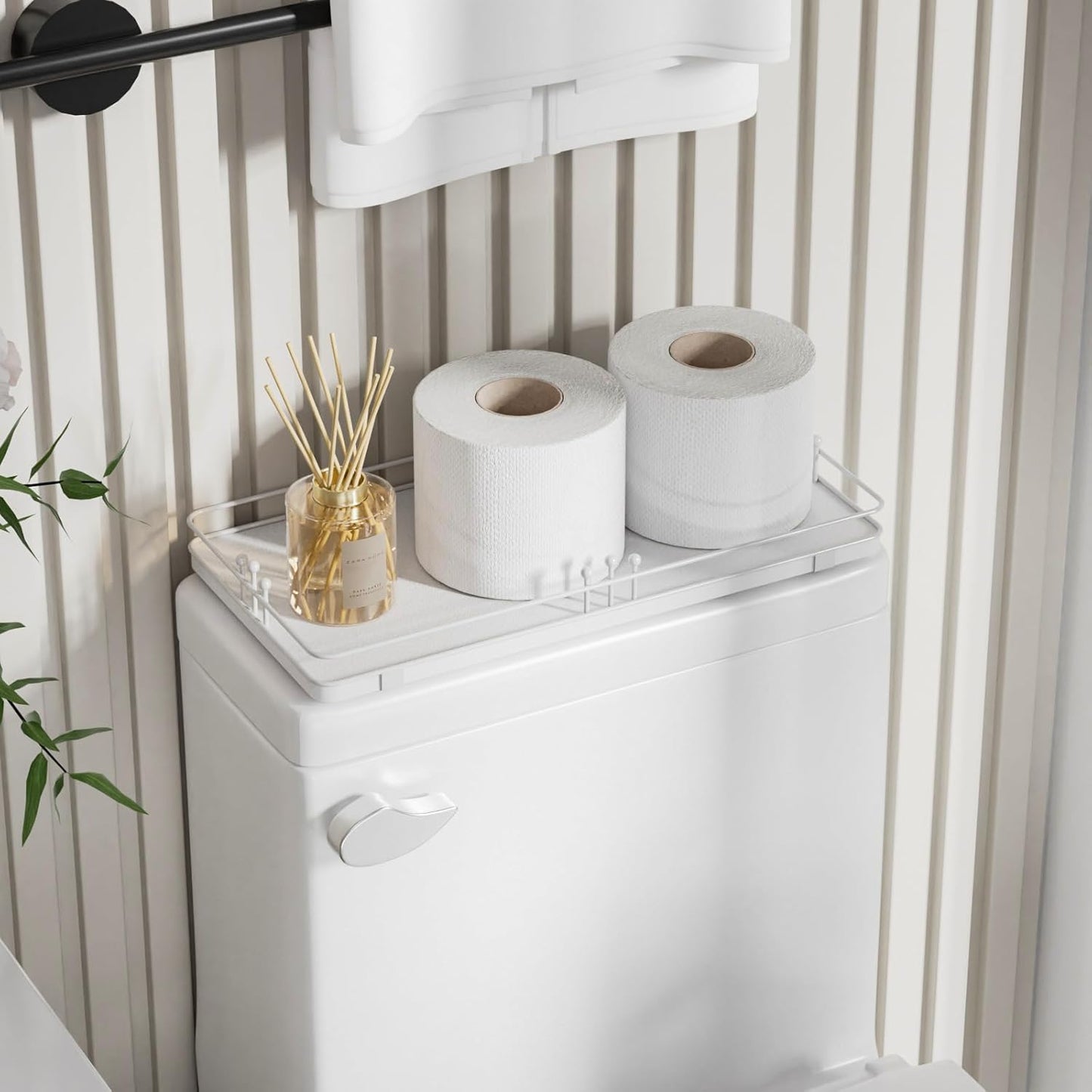 Toilet Paper Basket, Bathroom Basket for Counter Toiletries Towel Decor TP, Toilet Tank Tray, Guest Back of Toilet Organizer Storage, Vanity Tray for Perfume Makeup, Kitchen 13”x6.5” White