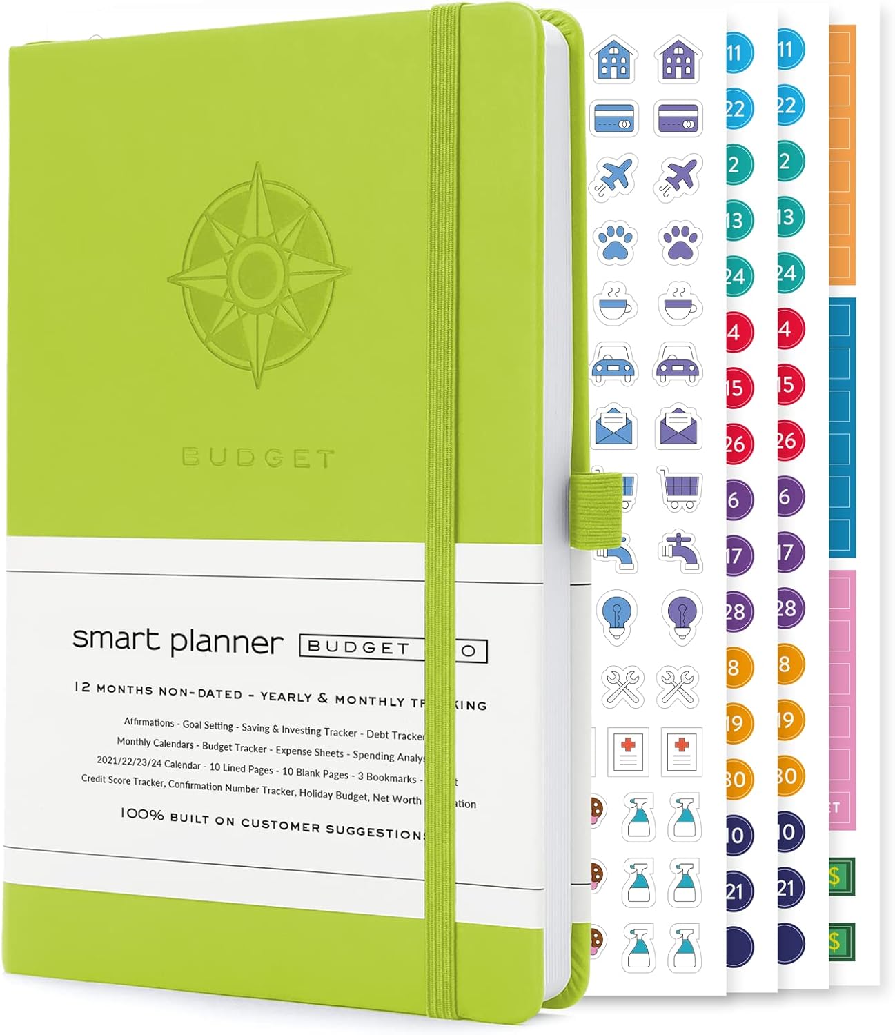 Smart Planner Budget Book – A5 Size 8.6 x 5.7 inches – Undated Budget Planner Organizer with Calendars, Debt Tracker, Expense Sheets, Savings Trackers and More – Inner Pocket for Receipts (Mint Green)