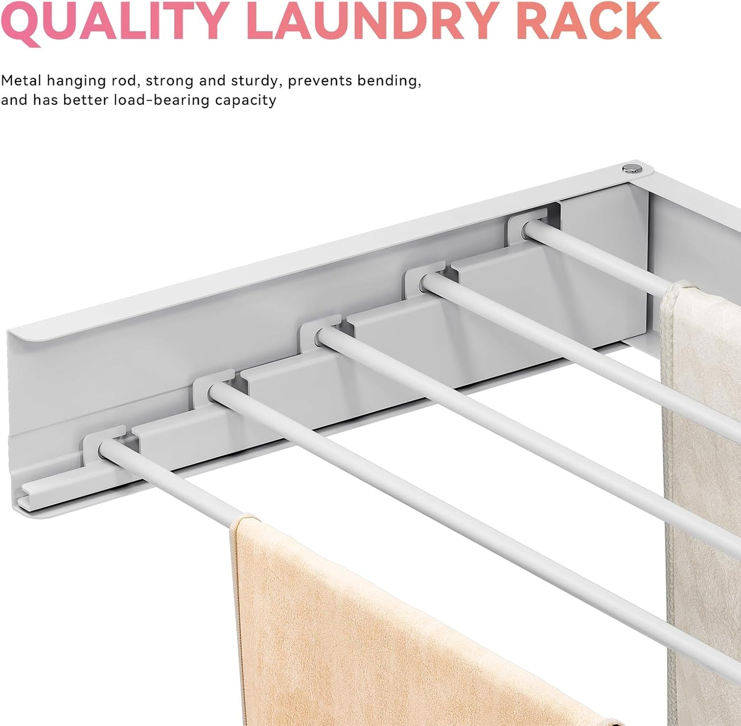 APEXCHASER Wall Mounted Clothes Drying Rack Laundry Drying Rack Retractable, Towel Racks for Bathroom Balcony Laundry Room Wall Mount, Foldable Drying Rack for Clothing, 31.5", White