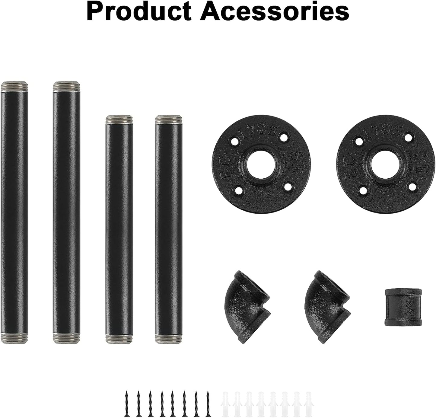 Industrial Iron Pipe Clothes Hanging Bar DIY Wall-Mounted Garment Rack Heavy Duty Clothing Rack for Bedroom, Laundry Room, Closet Storage (Black 24 inch)