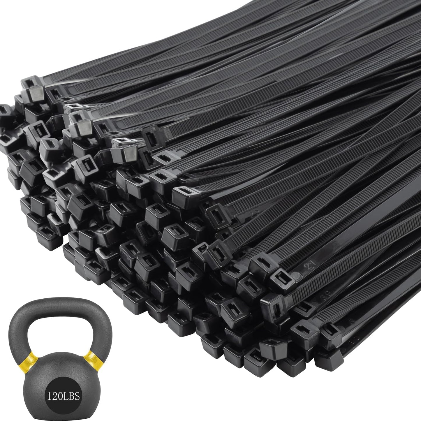 18 inch Black Zip Ties Heavy Duty 250 PACK,120LBS Tensile Strength Self-Locking heavy duty UV Resistant Cable Tie Wraps for indoor and outdoor use