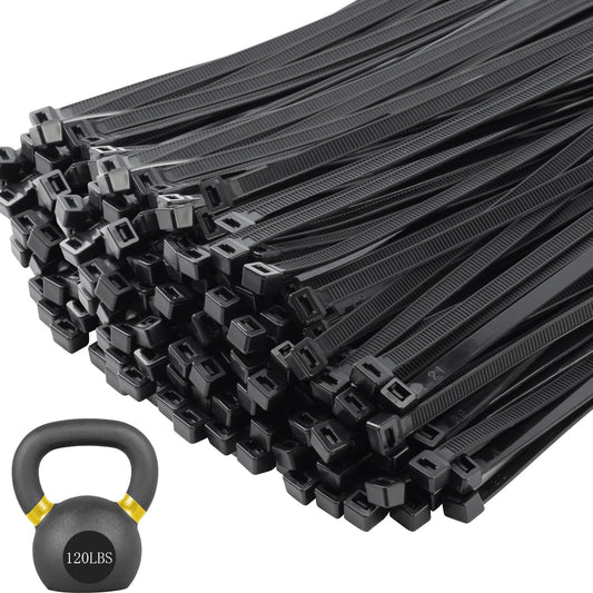 18 inch Black Zip Ties Heavy Duty 1000 PACK,120LBS Tensile Strength Self-Locking heavy duty UV Resistant Cable Tie Wraps for indoor and outdoor use