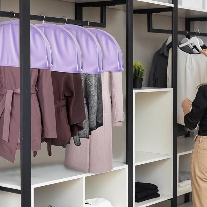 Univivi 12 Inch Satin Garment Shoulder Covers for Clothes (Set of 4) Breathable Shoulder Garment Dust Cover Closet Suit Protects for Suit, Coats, Jackets - Iris