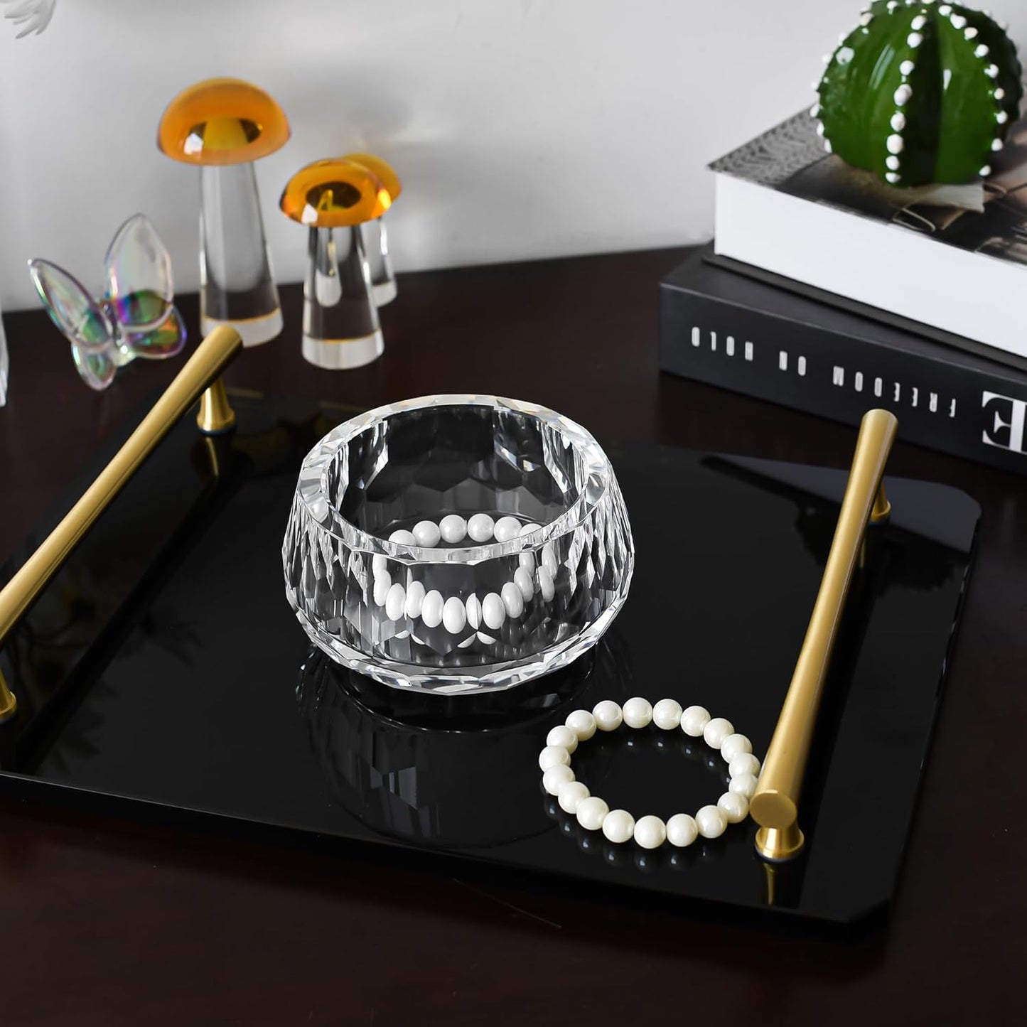 Crystal Clear Cosmetic Jar Candy Container, Transparent Empty Storage Jar for Makeup, Loose Powder, Bath Salts, Vanity Organizer, Open-Top Desk Decor for Rings & Cotton Balls