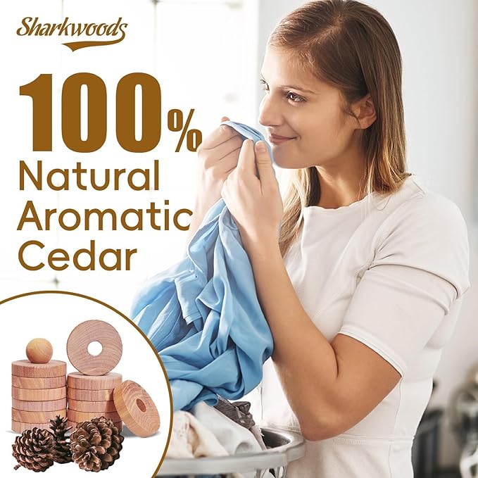 Cedar Blocks for Clothes Storage 50 Pack - 100% Natural Aromatic Cedar Rings and Balls for Closets & Drawers Freshener (30 Rings & 20 Balls)