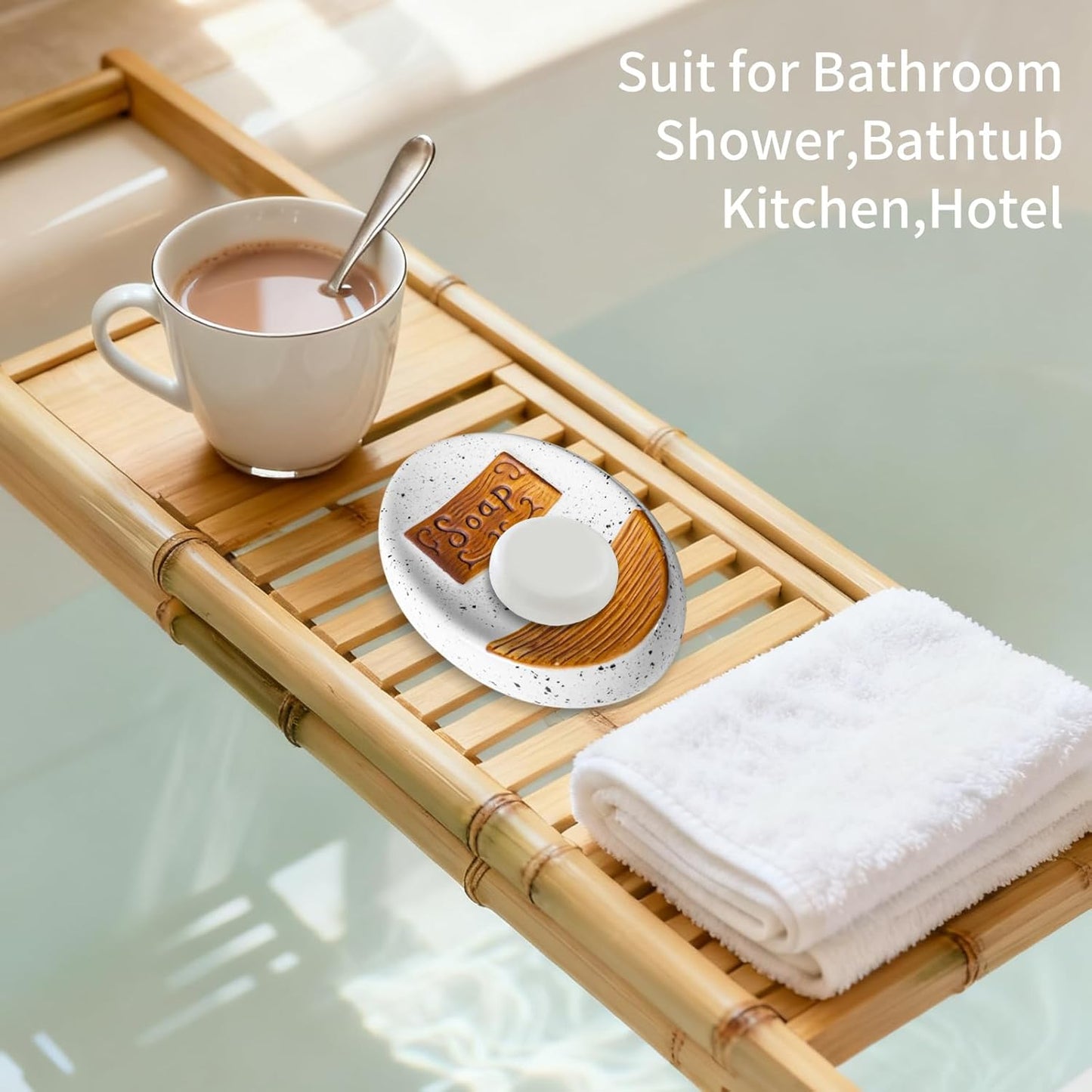 2 Pack Ceramic Soap Dish for Shower, Soap Holder for Bar Shampoo Soap Tray Container for Bathroom Kitchen Sink Decorative Sponge Saver Small Farmhouse Kitchen Home Decor