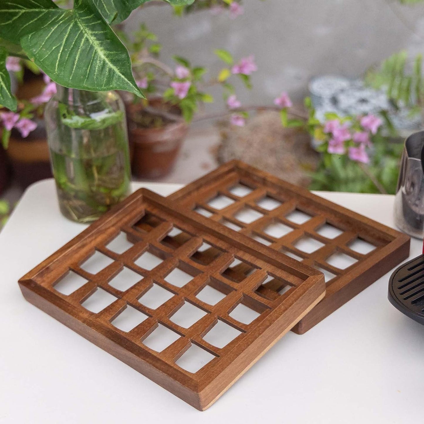 2 PCS Acacia Wood Coffee Pod Holder Tray Compatible with Nespresso Original Line, Organizer, Storage, Container, Capsule Cup Holder for Countertop or Drawer, Total 40 Pods Capacity
