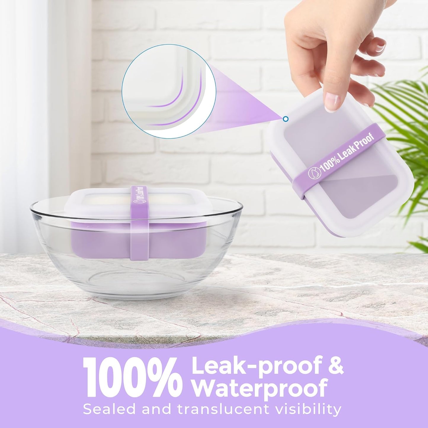 Compact Leakproof Travel Soap Case with Lid & Silicone Strap - Portable Draining Soap Bar Holder for Gym, Bathroom, Camping - Lightweight Silicone Soap Dish Container (Purple)