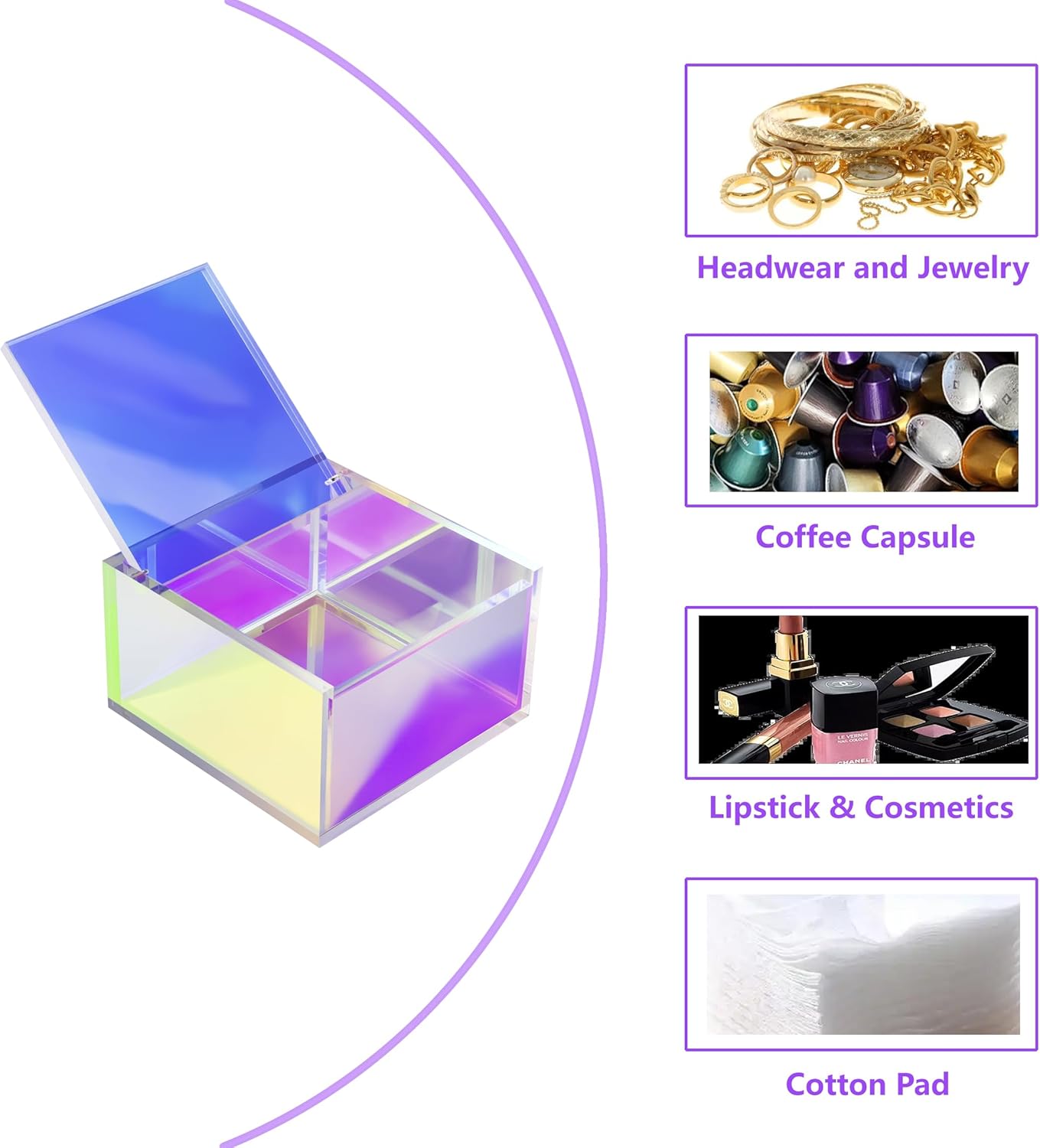 Acrylic Display Box Clear Boxes with Hinged Lid Small Lucite Rainbow Box for Gifts, Weddings, Party Favors, Treats, Candies & Accessories Storage