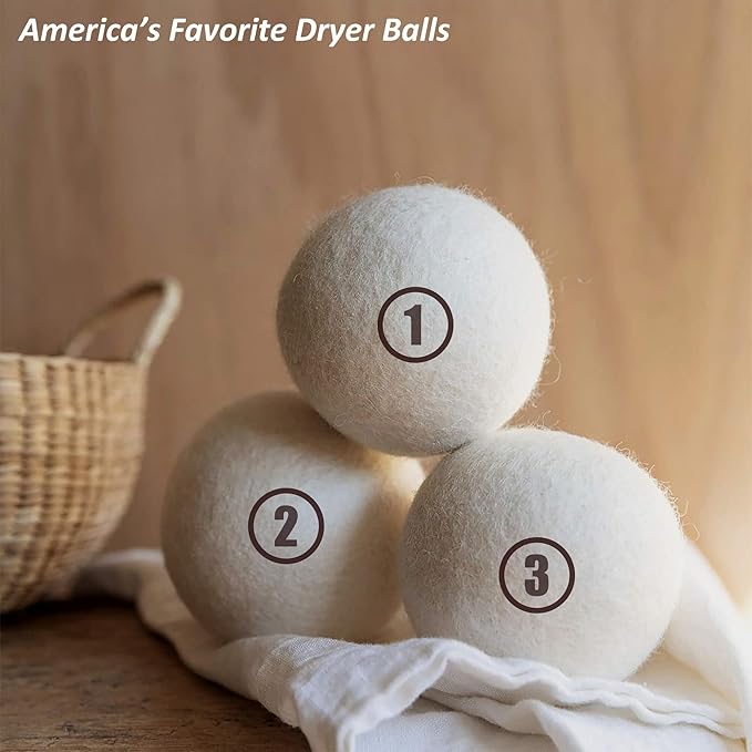 Wool Dryer Balls Laundry, XXL(3.1") 12 Pack, Premium Fabric Softener Ball, Reusable, Anti Static, Chemical Free Natural Wool Balls for Dryer, Laundry Dryer Balls – 100% New Zealand Wool
