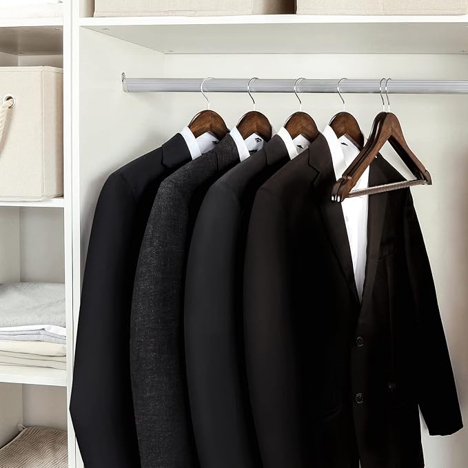 TOPIA HANGER Wooden Coat Hangers 30 Pack, Vintage Wood Suit Hangers with Non Slip Pants Bar, 360° Swivel Hook and Shoulder Notches for Camisole, Jacket, Pants, Smooth Finish Clothes Hangers - CT34A30