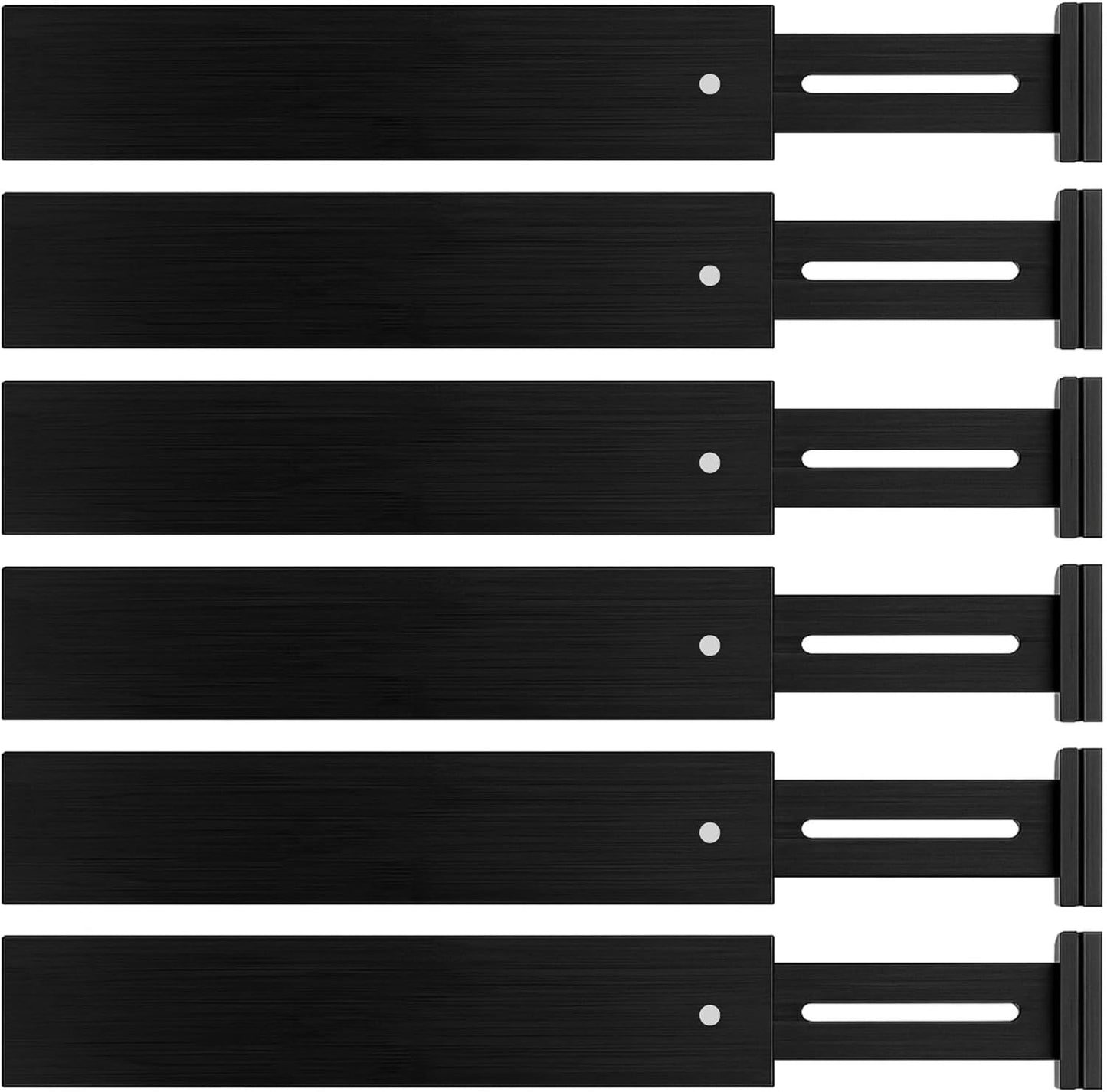 6-Pack Adjustable Bamboo Drawer Dividers, Expandable to 11.8-17.1 in with Center Lock & Non-Slip Pads, Spring-Loaded Kitchen Drawer Divider Organizer for Dresser, Bathroom, and Office