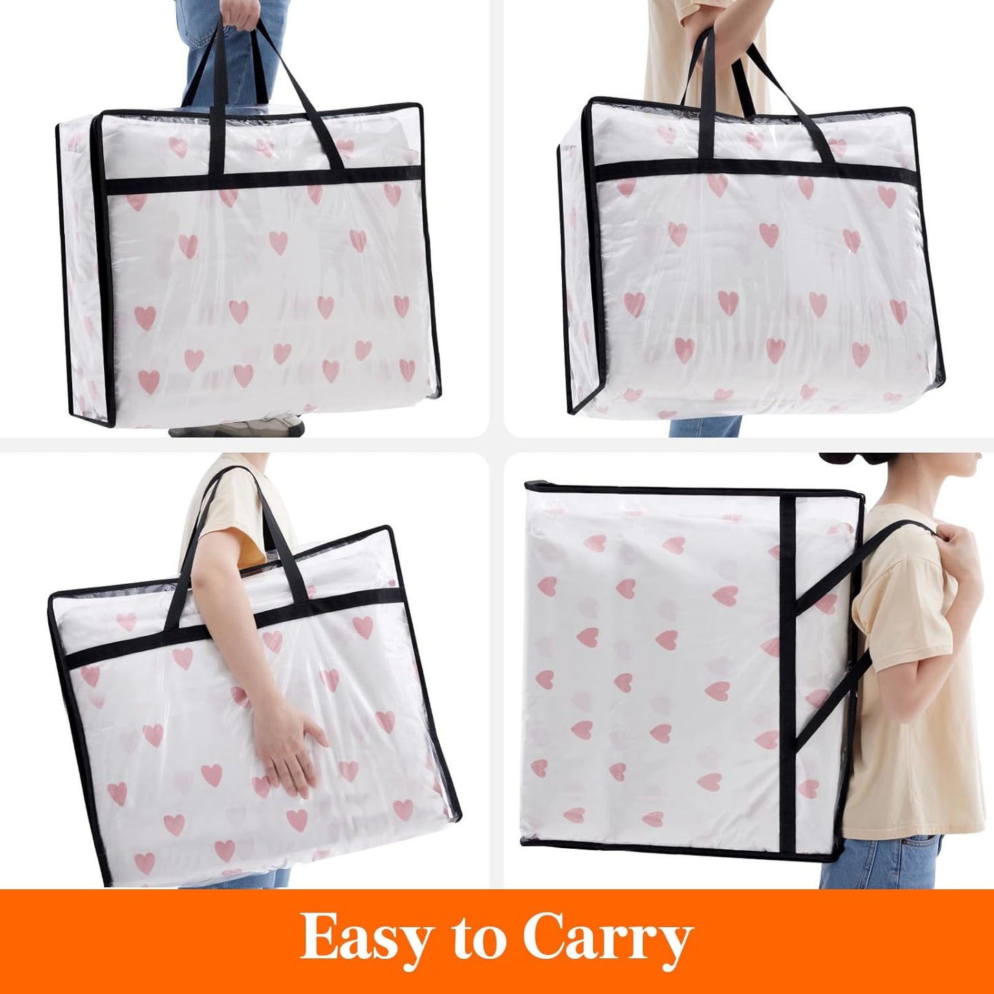 Lifewit 110L Large Clear Clothes Storage Bags, 2 Pack Plastic Vinyl Foldable Moving Bags with Zipper, Closet Organizers and Storage Containers for Blanket, Bedding, Duvet, Pillow, Comforter