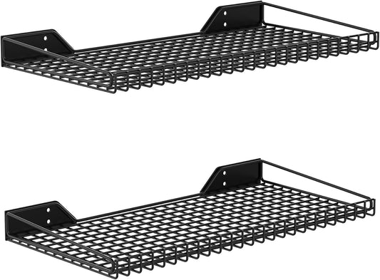 WALMANN 2 Pack Garage Wall Shelf, 23.5" x 12" Wall Mounted Storage Shelves for Garage, Closet, Laundry Room, Heavy Duty Wall Shelving, Holds Up to 65 lbs(Black)