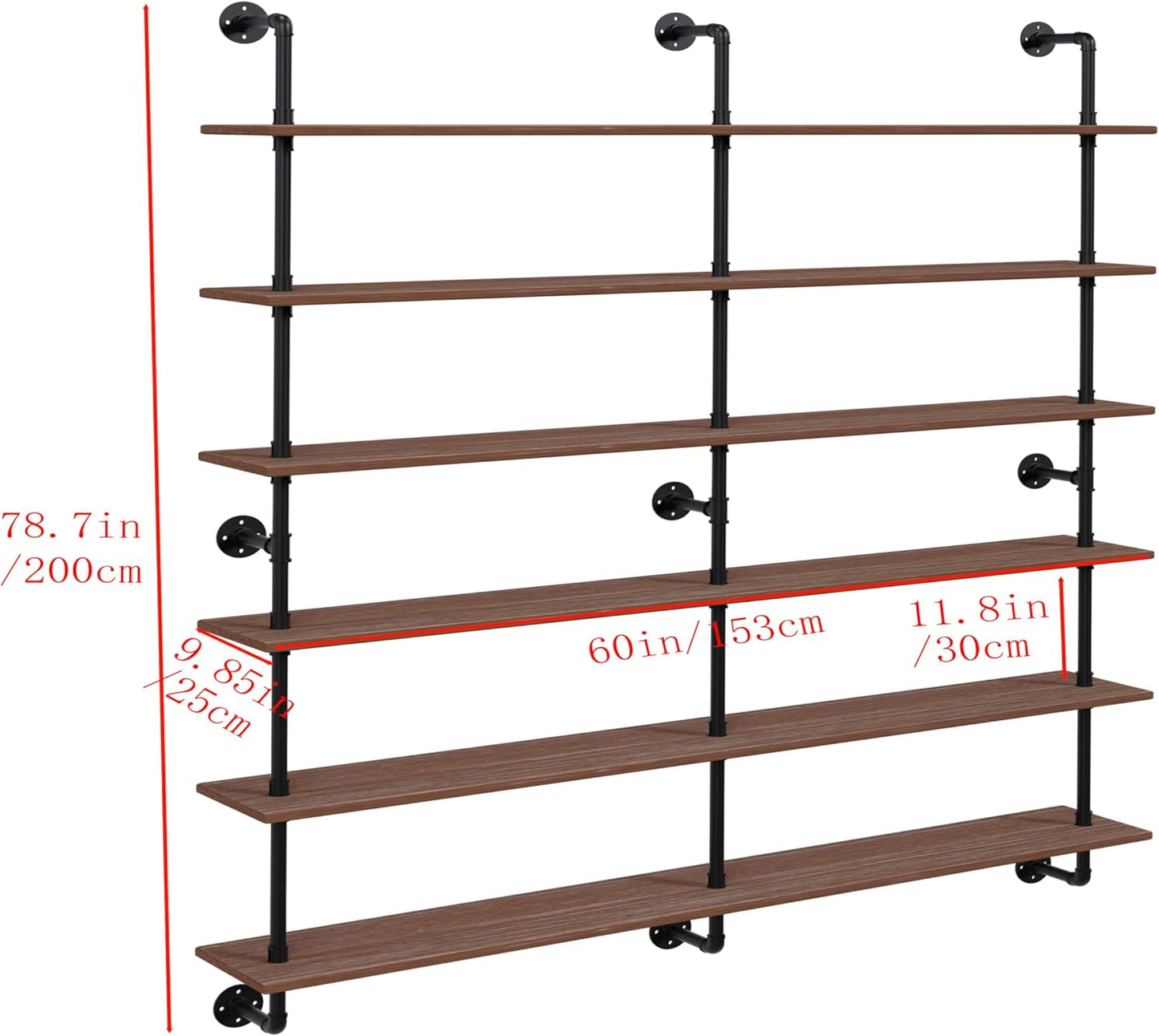 Floating Shelves for Wall Living Room Shelves Bookshelf Industrial Pipe Shelving Shelf Real Wood Planks 60 inch Rustic Wall Shelves Hanging Bookshelves Farmhouse Kitchen Bar Shelving
