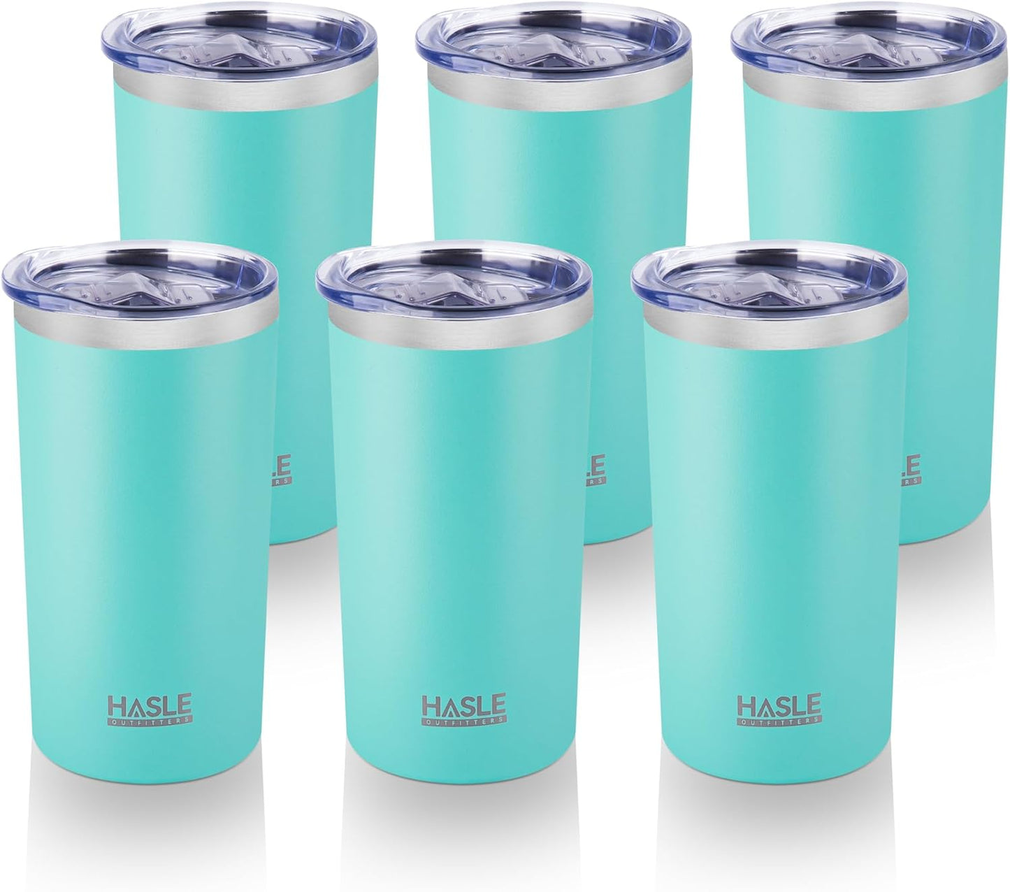 HASLE OUTFITTERS 12 oz Skinny Tumbler, Stainless Steel Insulated Slim Tumbler set bulk with Lid, Reusable Double Wall Travel Coffee Mug, Durable Powder Coated Travel Water Cup(Mint Green,6)