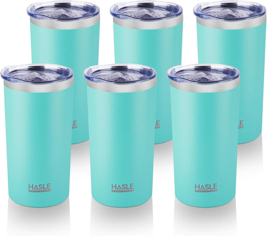 HASLE OUTFITTERS 12 oz Skinny Tumbler, Stainless Steel Insulated Slim Tumbler set bulk with Lid, Reusable Double Wall Travel Coffee Mug, Durable Powder Coated Travel Water Cup(Mint Green,6)