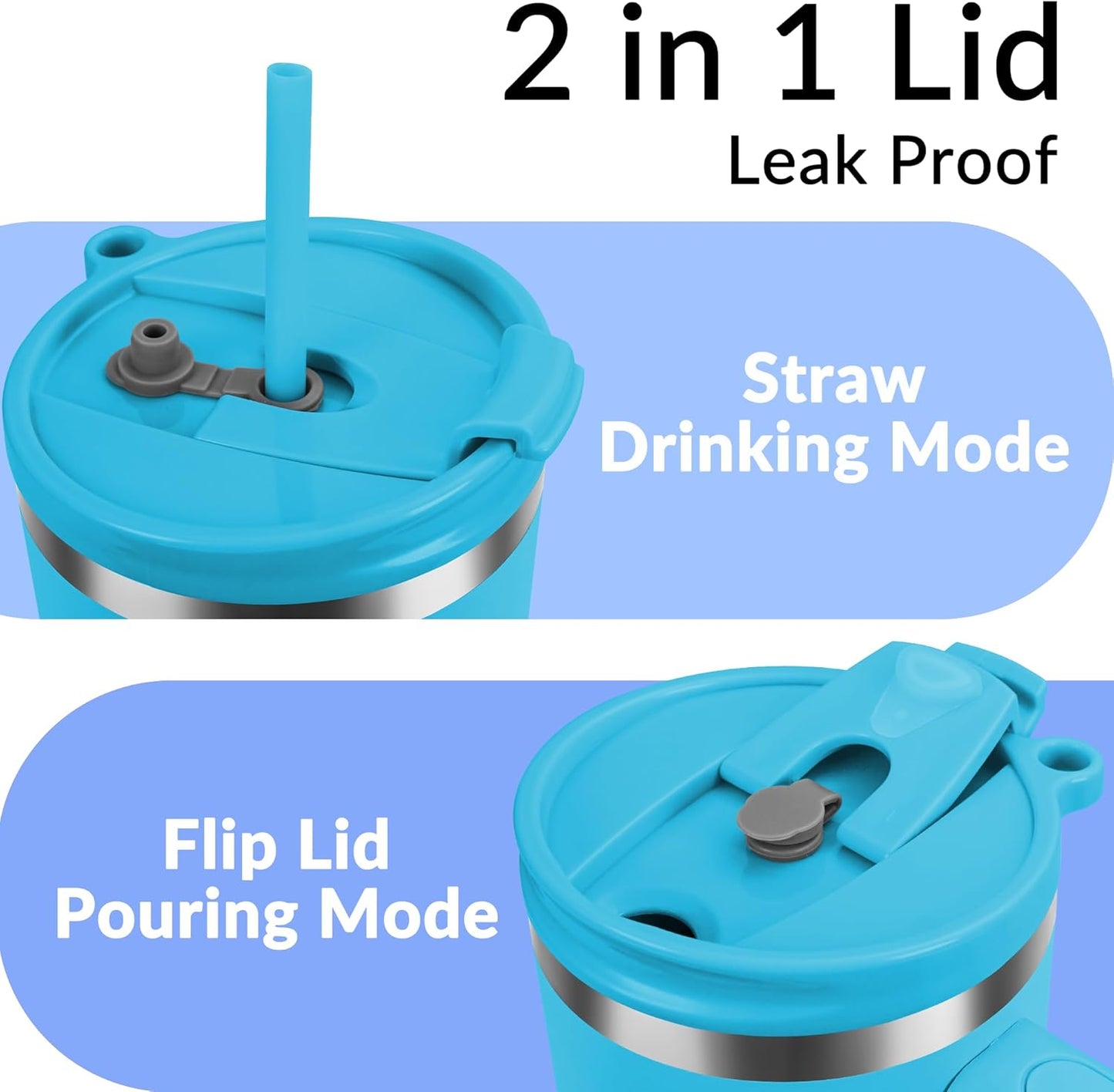 40oz Tumbler with Handle | Insulated Stainless Steel Travel Mug | 34Hrs Cold & 10Hrs Hot Retention | 100% Leakproof Lid & Straw | Dishwasher Safe + Car Cup Holder Fit (Light Blue Violet Gradient)