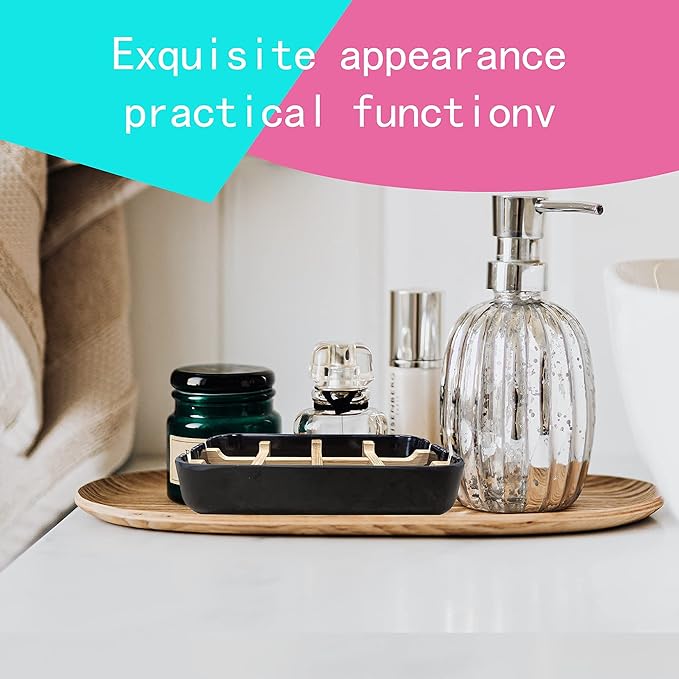 Aoheuo Modern Bamboo Fiber soap Holder and soap Dish Combination (Removable),5.12 Long by 3 Wide, 0.98 inches high, Used in Kitchens, bathrooms, and bar Sinks (Black,Gray,Off White)