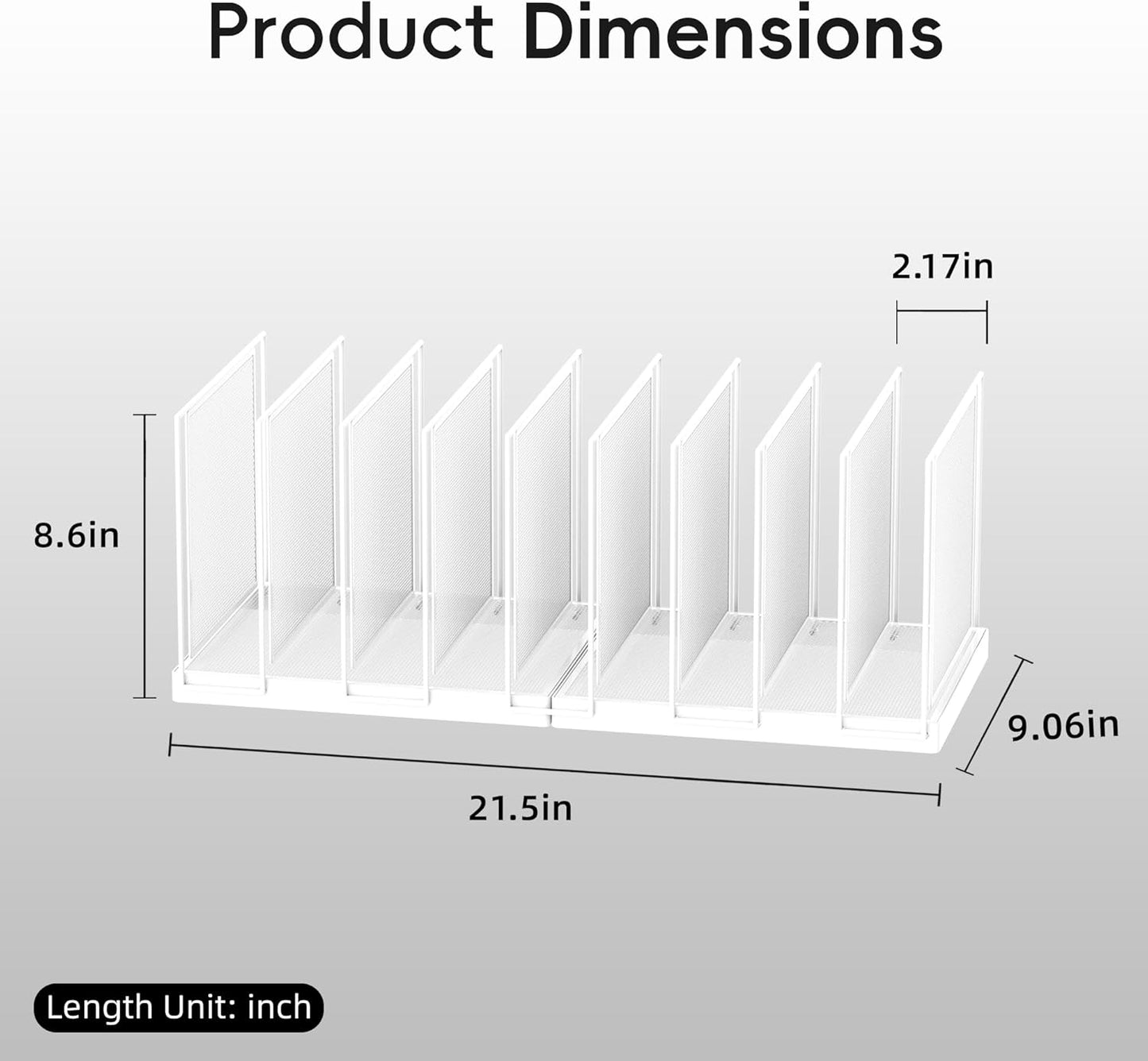9-Section Desk File Organizer, Vertical File Holder, Mesh Desktop File Folder Metal File Organizer Stand for Office Home Classroom, White