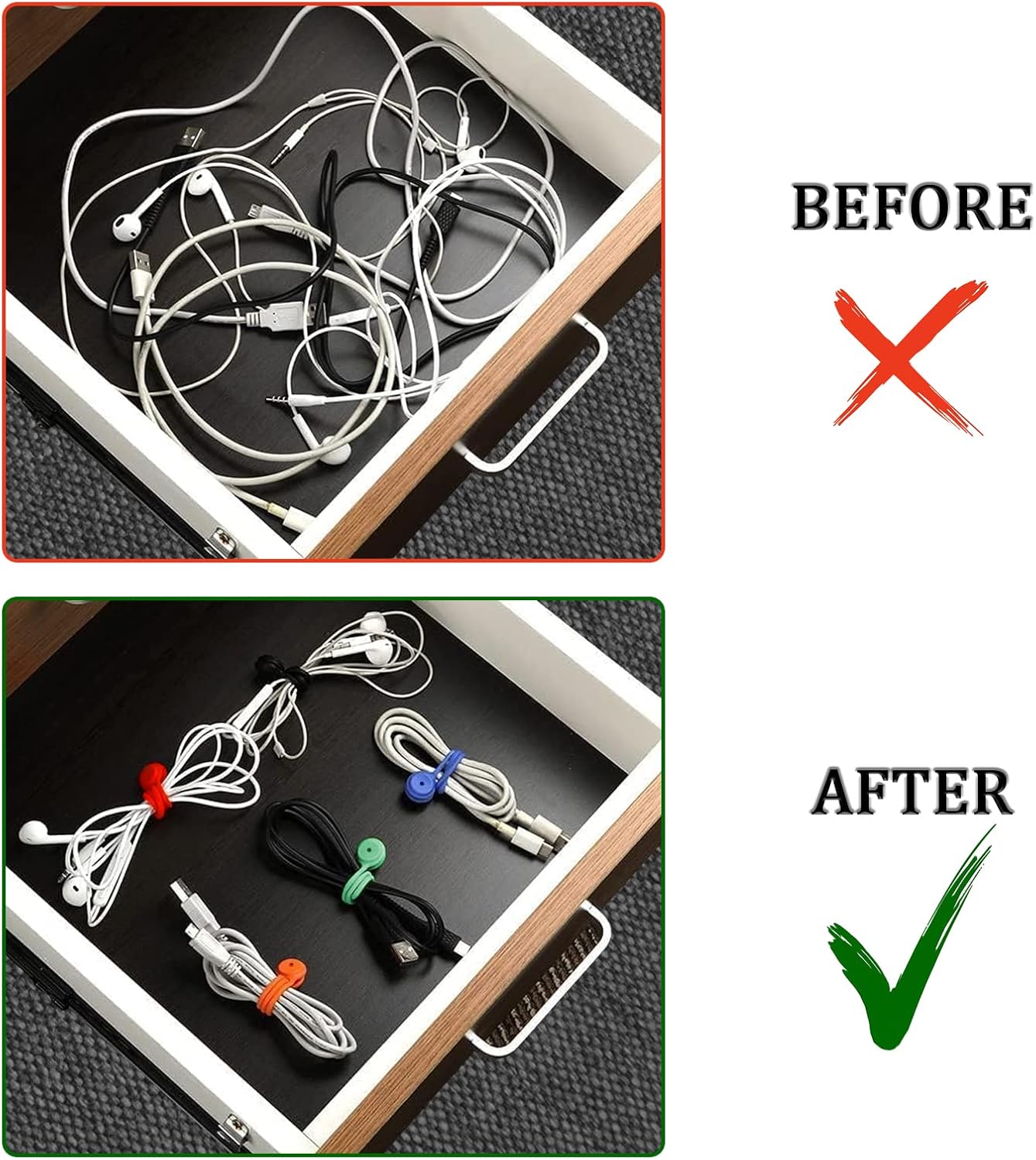 Motiloo 18 Pack Reusable Silicone Magnetic Cable Ties Strong Magnetic Cord Ties for Management Cable Cords Bundling and Organizing,Book Markers,Fridge Magnets USB Cable Manager