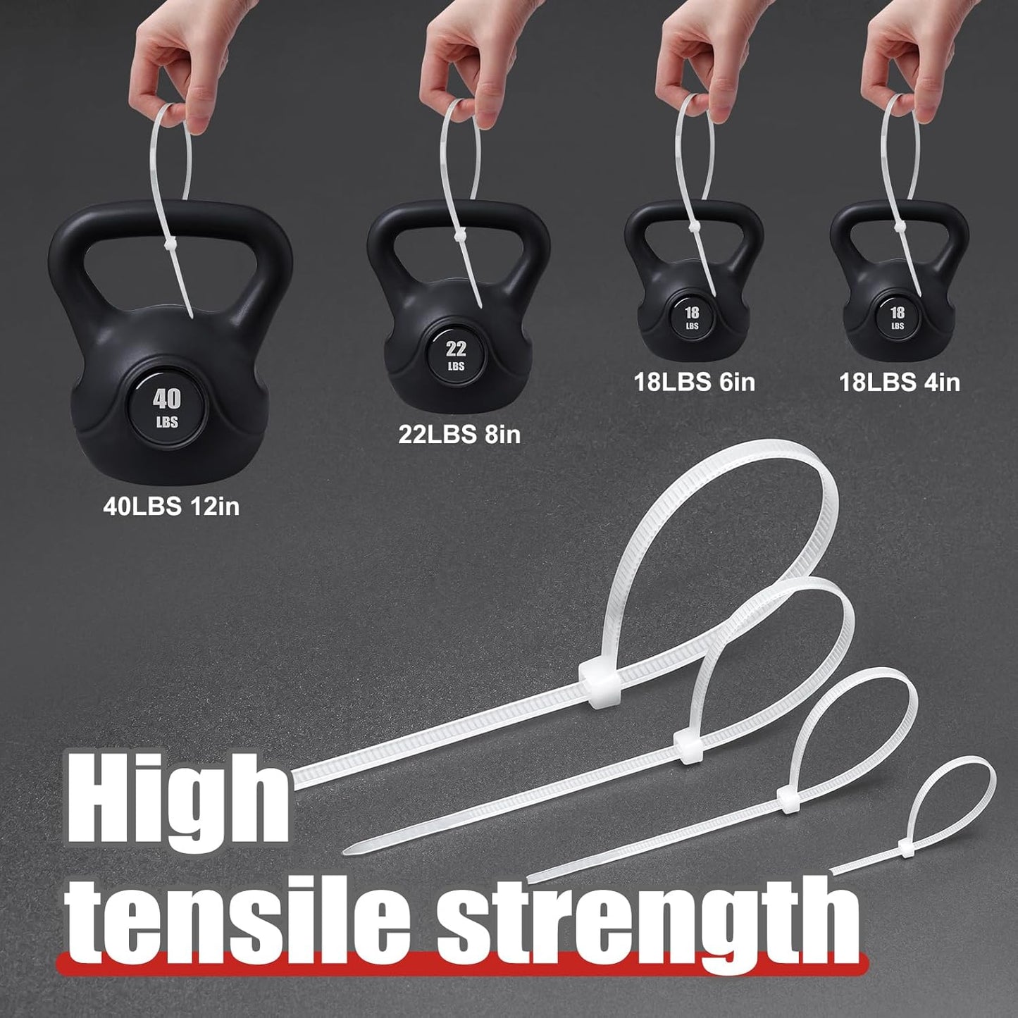 APIELE Cable Zip Ties 400 Pack WHITE Assorted Sizes 4 6 8 12 inch Multi-Purpose Self-Locking Nylon Cable UV Resistant Wire Ties for Indoor & Outdoor Home Office Garden Workshop