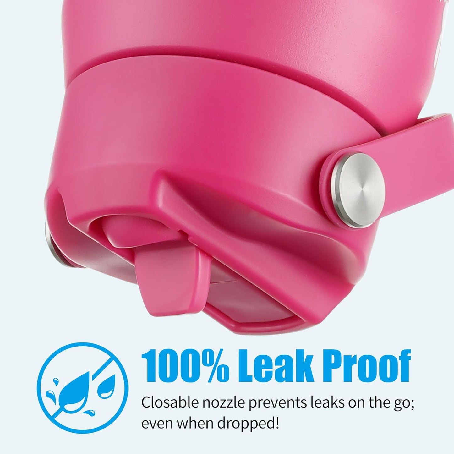 OLDLEY kids Water Bottle - 18oz Insulated Stainless Steel - Wide Straw Lid, Non Spill, Leakproof, Kids Water Bottle for School,Pink Bunny