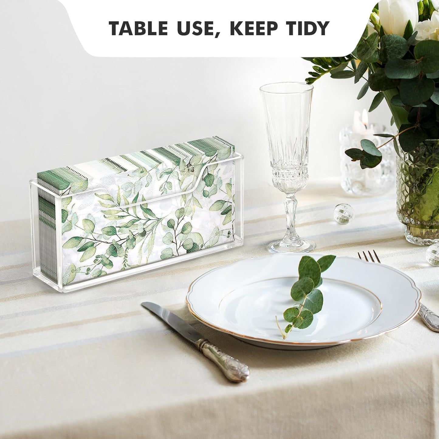 Acrylic Guest Towel Holder for Bathroom, Clear Waterproof Splashing Vertical Napkin Holder for Kitchen, Disposable Hand Towel Holder, Modern Dining Table Napkin Tray for Home, Hotel, Office