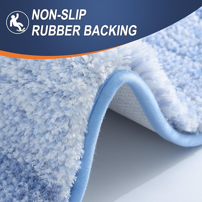OLANLY Bathroom Rugs Mat 24x16, Extra Soft Absorbent Microfiber Bath Rugs, Rubber Backing, Quick Dry, Machine Washable Bath Mats for Bathroom Floor, Tub and Shower, Home Decor Accessories, Light Blue