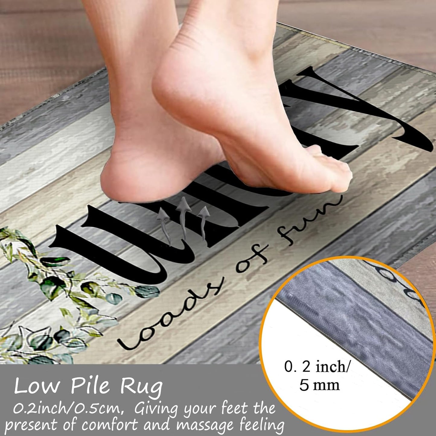 Farmhouse Laundry Room Rug Runner 24"X72" Non Slip Floor Carpet Runner Washable Farmhouse Kitchen Area Carpet for Office, Laundry, Sink, Home Bathroom, and Bedroom Decor