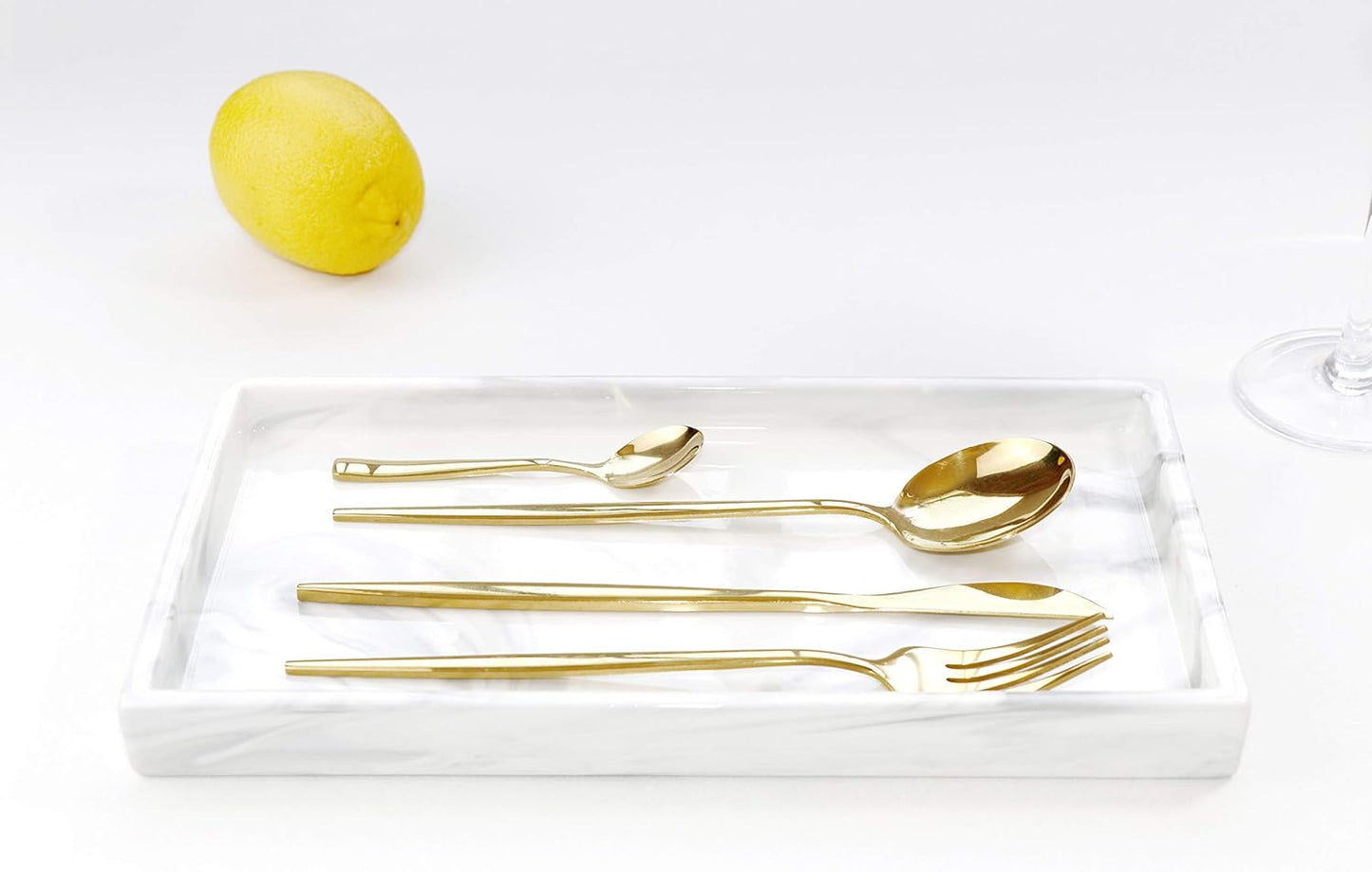 Marble Tray for Bathroom Counter Decor Ceramic Perfume Organizer Vanity Tray for Dresser Jewelry Dish Key Plate Rectangle Marble Sink Trays Countertop Organizer White,Large